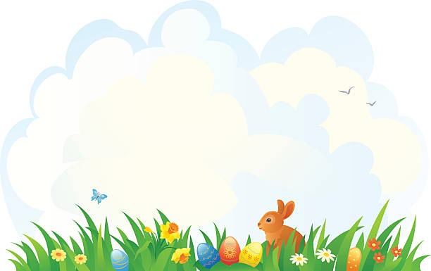 ostern gras hintergrund - daffodil spring backgrounds sky stock-grafiken, -clipart, -cartoons und -symbole