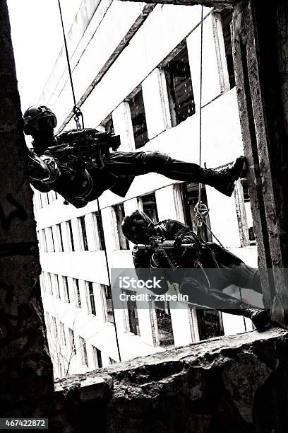 Tactical Rappeling Stock Photo - Download Image Now - 2015, Aggression, Armed Forces
