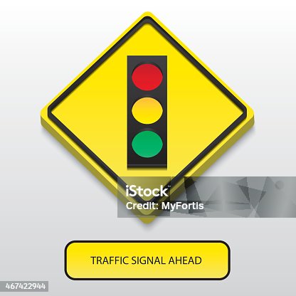 istock 3D Traffic signal ahead sign 467422944