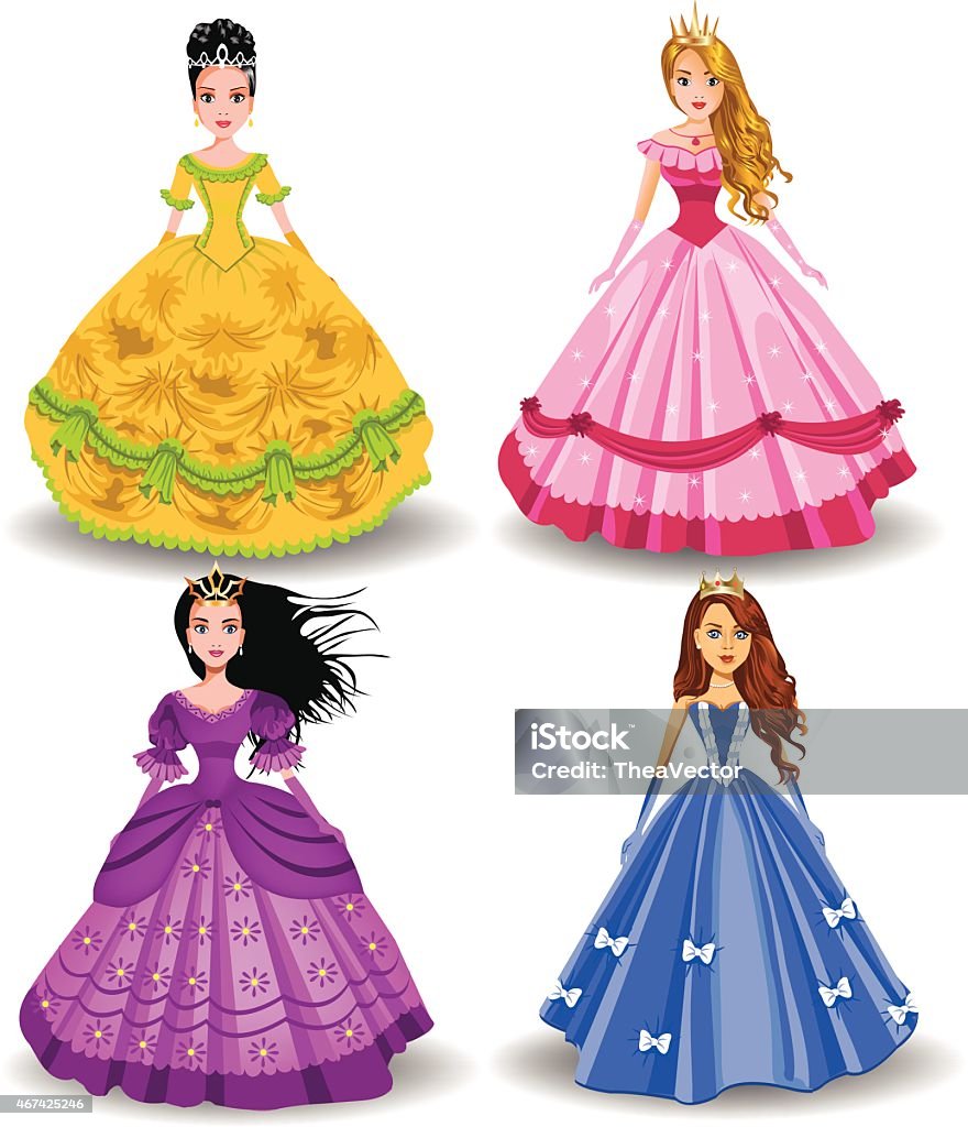 fairy tale doll princesses vector fairy tale doll princesses isolated on a white background Princess stock vector