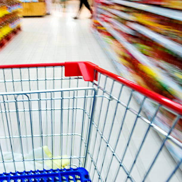istock Grocery cart in a supermarket. 467425932