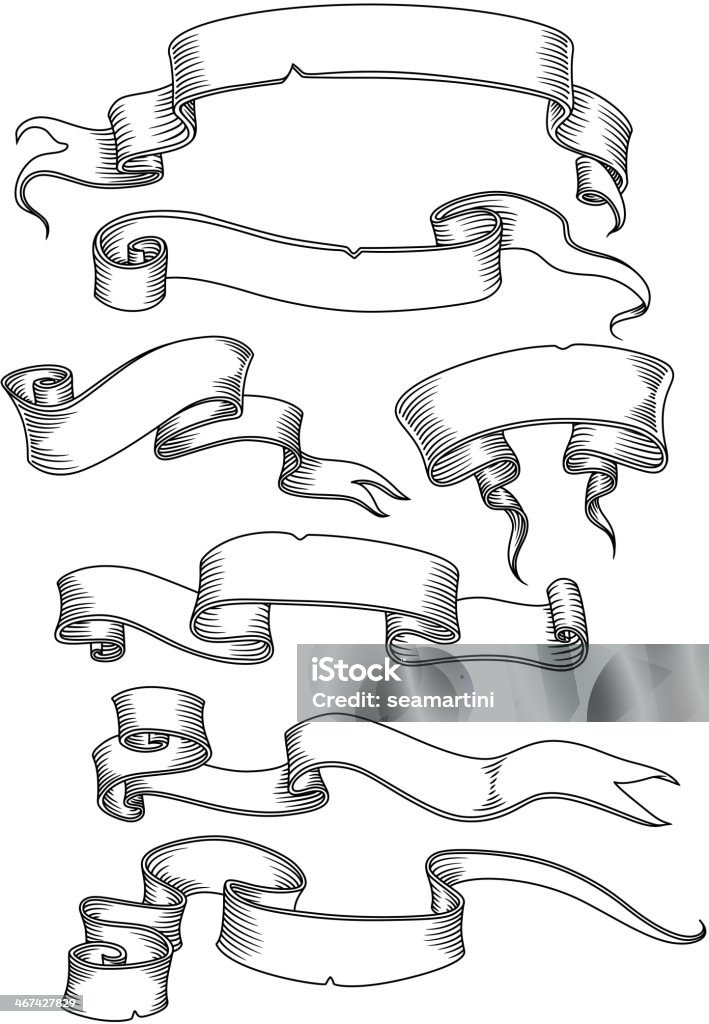 Old banners, ribbons and manuscripts set Old banners, ribbons and manuscripts set isolated on white background Advertisement stock vector