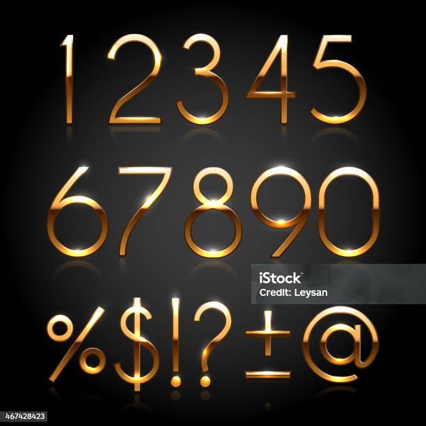 Golden Digits And Symbols Collection Stock Illustration - Download Image Now - Number, Gold - Metal, Gold Colored