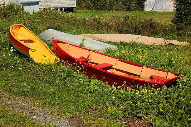 istock Small boats in the grass 467434256