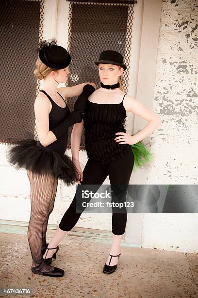 Pair Of Jazz Ballet Dancers Wearing Costume Pose For Camera Stock Photo - Download Image Now