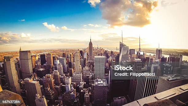 New York City Skyline Midtown And Empire State Building Stock Photo - Download Image Now