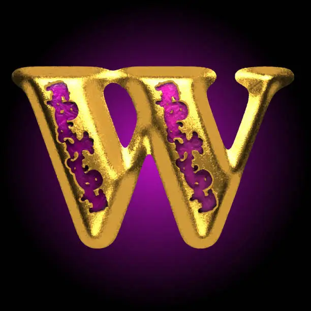 Vector illustration of vector golden letter w