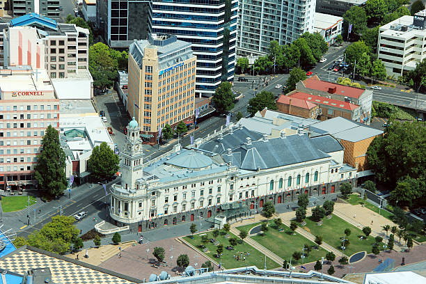 vista desde la vista panorámica desde la ventana de la torre sky - auckland region fotografías e imágenes de stock