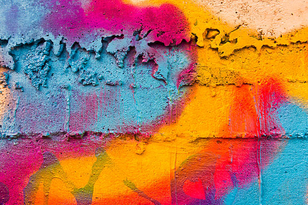 istock Multi Colored Rainbow Backgrounds of Abstract Graffiti Painted Wall Outdoors 467441054