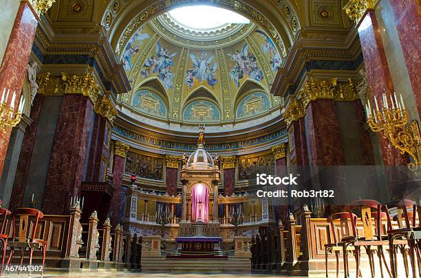 Inside St Stephens Basilica In Budapest Hungary Stock Photo - Download Image Now - Gábor Király, 2015, Altar