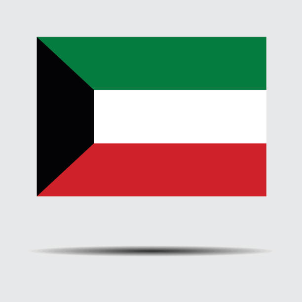 illustrazioni stock, clip art, cartoni animati e icone di tendenza di bandiera nazionale del kuwait - clip path