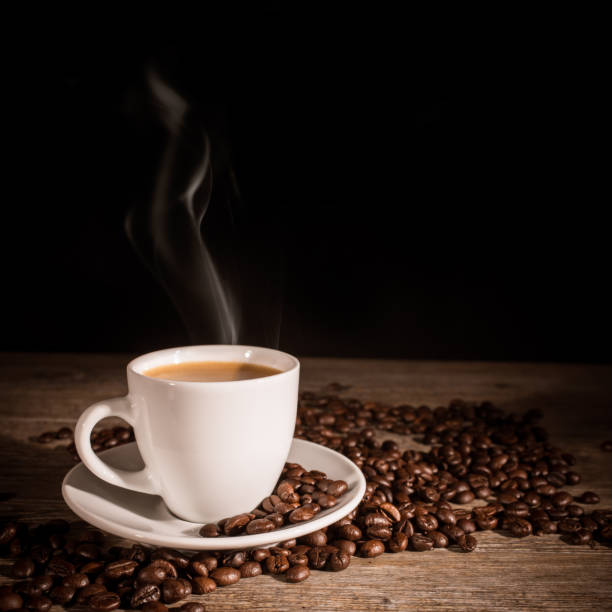 ホットコーヒーのカップ - steam coffee cup black coffee non alcoholic beverage ストックフォトと画像