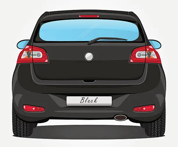 Vector illustration of Vector Car - Back View - Black