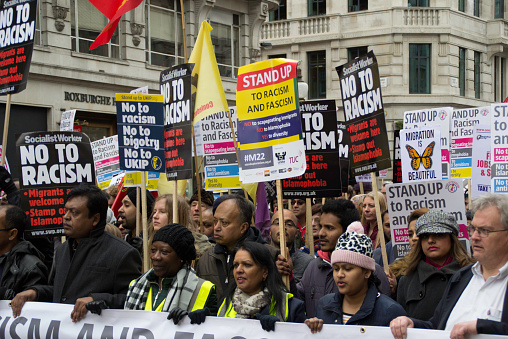 London UK - 21st March 2015: The Stand Up to Racism & Facism march through London.