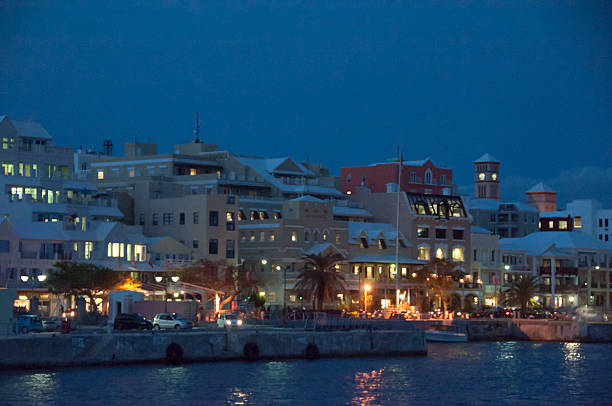 istock View of Hamilton, Bermuda, at night- from the bay. 467448838