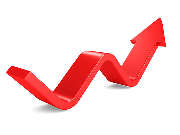 istock Rising Up Red Wave Arrow On White Background. Success Concept 467451558