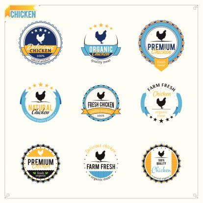 Chicken Label Colour Vector Chicken Labels Stock Illustration - Download Image Now ...