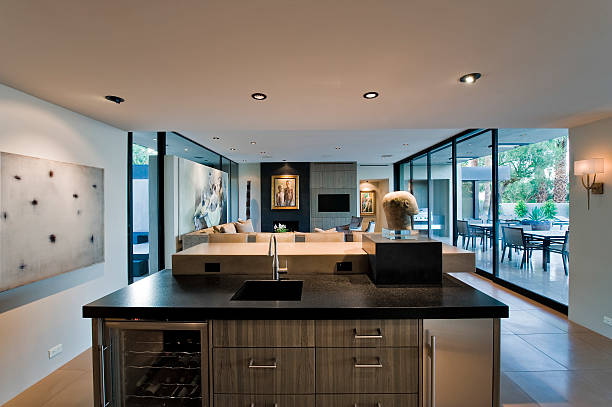istock Modern Kitchen With Living Room And Porch Behind 467452094