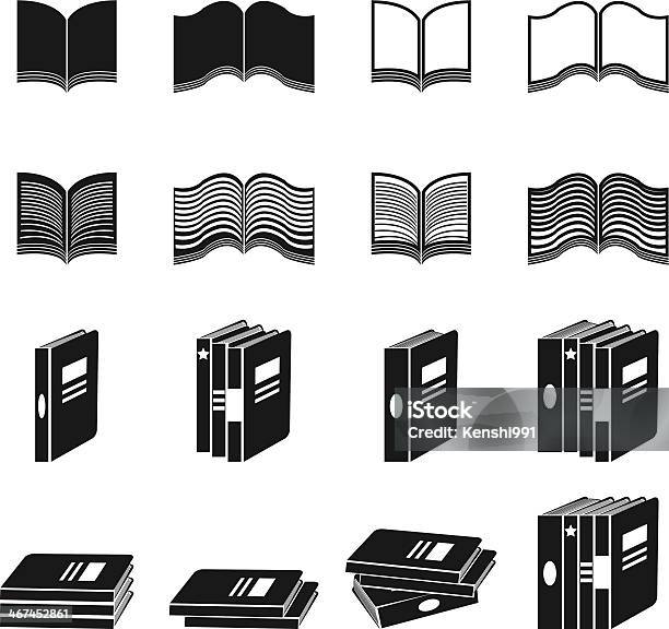 Ilustración de Conjunto De Iconos De Libro y más Vectores Libres de Derechos de Abrir - Abrir, Aprender, Color negro