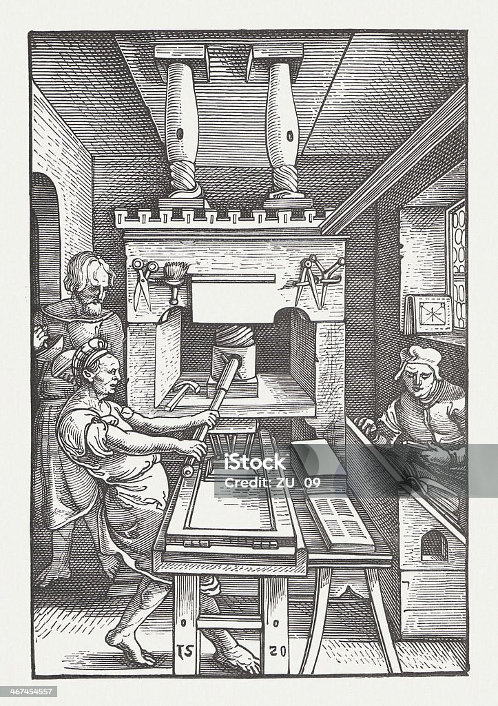 Druckmaschine, 1520 - Lizenzfrei Druckmaschine Stock-Illustration