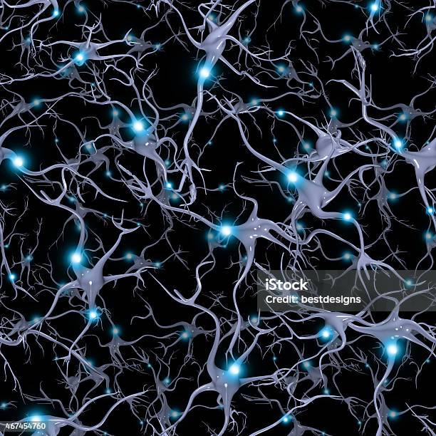 Brain Neuron Cells Pattern Background Stock Photo - Download Image Now - The Human Body, Nerve Cell, 2015
