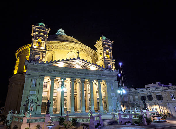 istock Mosta Cathedral in Malta at night 467455550