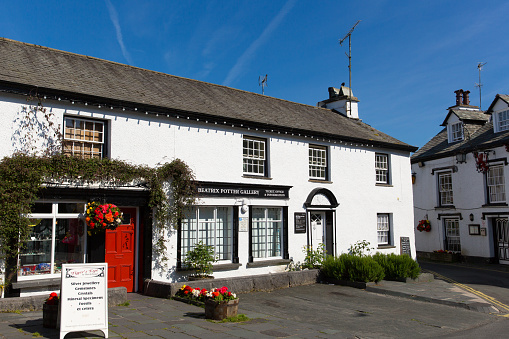 Hawkshead, England - July 10, 2014: The beautiful summer weather spell continues in the English Lake District at the popular tourist destination of Hawkshead