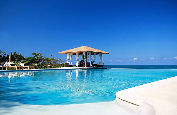 istock Luxury summerhouse with swimming pool 467456797