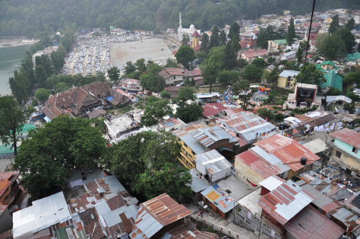 Nainital Uttrakhand, India - June 23, 2012: Nainital city view from tiffin top.