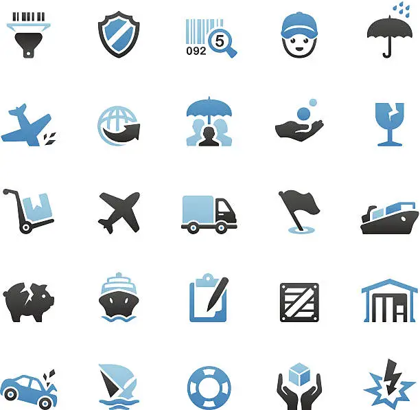 Vector illustration of Shipping and Insurance icons set