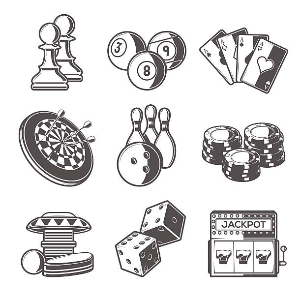 kasyno sport i gra ikony - silhouette poker computer icon symbol stock illustrations