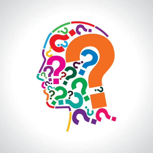 silhouette of a question mark with human head Vector - silhouette of a question mark with human head question mark head stock illustrations