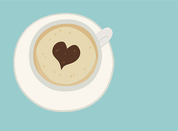 coffee with frothy milk heart Kaffee Milchschaum Herz coffee with frothy milk heart vector illustration aromatisch stock illustrations