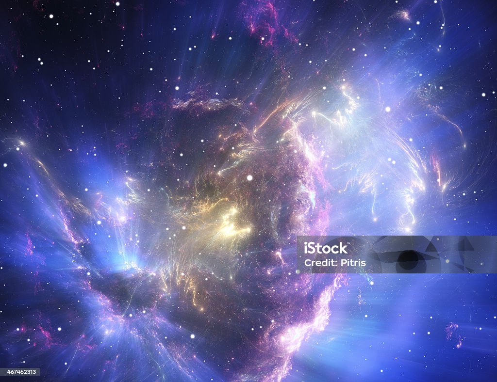 Blue space nebula Abstract Stock Photo