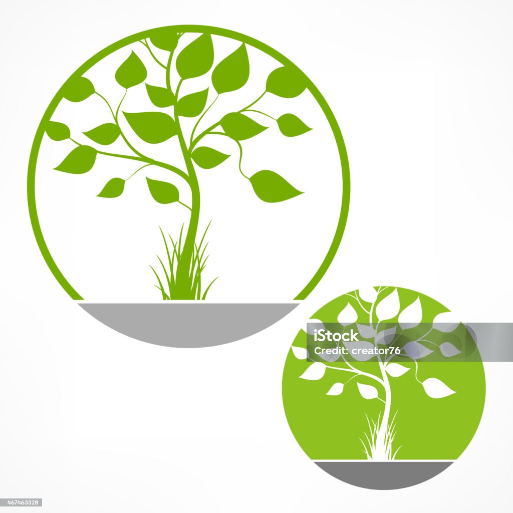 Tree with green leaves in round on white Spring tree with green leaves in round on white, vector illustration 2015 stock vector