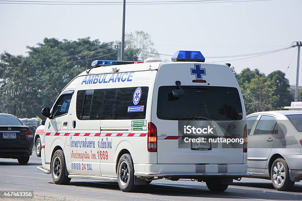 Ambulance Van Of Sansai Hospital Stock Photo - Download Image Now - 2015, A Helping Hand, Accidents and Disasters