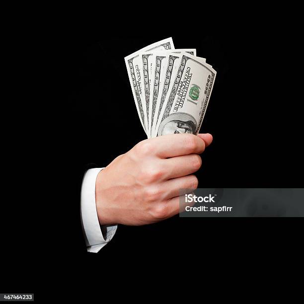 Money In The Hand Stock Photo - Download Image Now - Adult, Black Background, Business