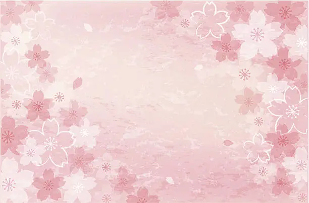 Vector illustration of Shabby chic Cherry blossom background
