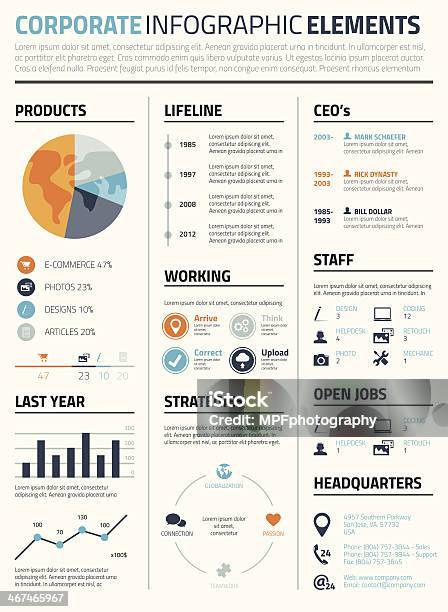 Corporate Infographic Elements Template Vector Stock Illustration - Download Image Now - Infographic, Résumé, Template