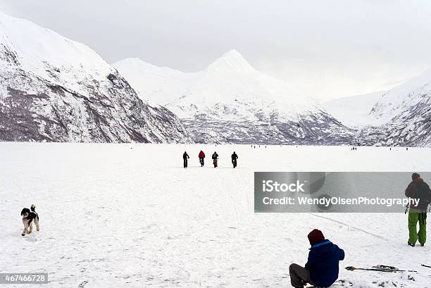 Playing On A Frozen Portage Lake In Alaska Stock Photo - Download Image Now - 2015, Alaska - US State, Frozen