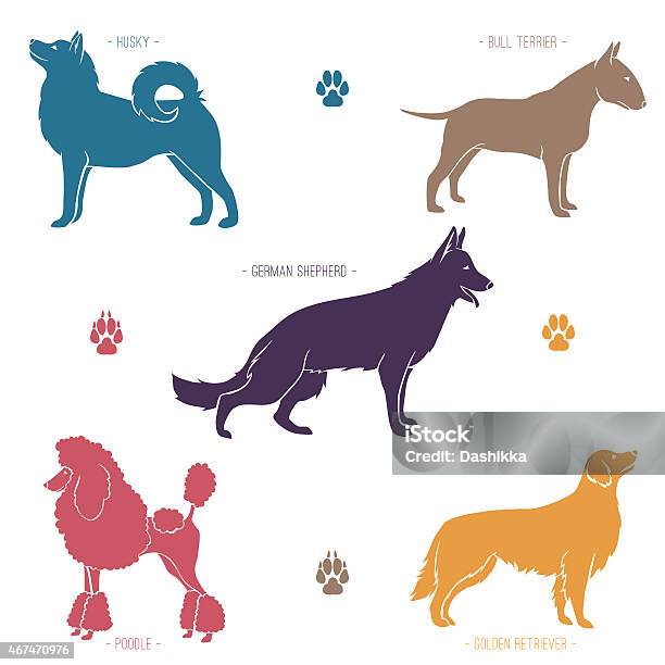 の種類に関わらず犬のシルエット - イラスト素材...