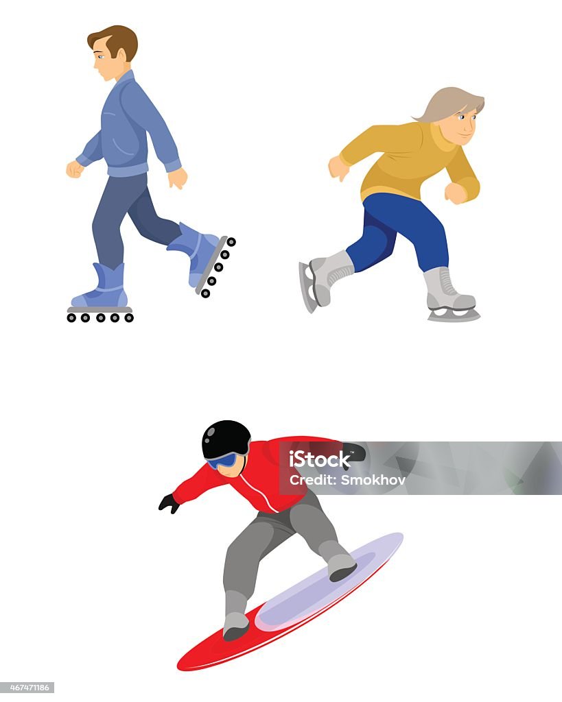 Skiers boys set on white Vector illustration of skiers boys set on white 2015 stock vector