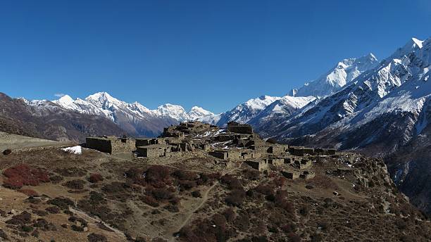 istock Old village near Manang and Annapurna Range 467473571