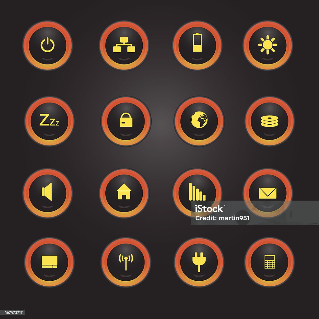 laptop and PC indication light buttons eps10 Battery stock vector