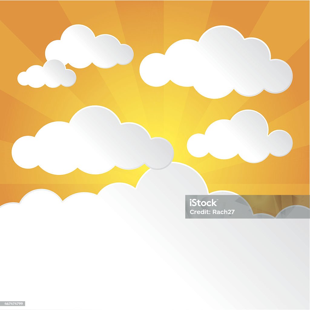 Sunny Sky with Clouds A vibrant sunny sky with fluffy white clouds Abstract stock vector