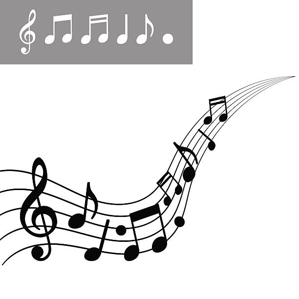 ilustraciones, imágenes clip art, dibujos animados e iconos de stock de notas musicales en la balanza. conjunto de iconos de la música nota. ilustración vectorial - sheet music music musical note pattern