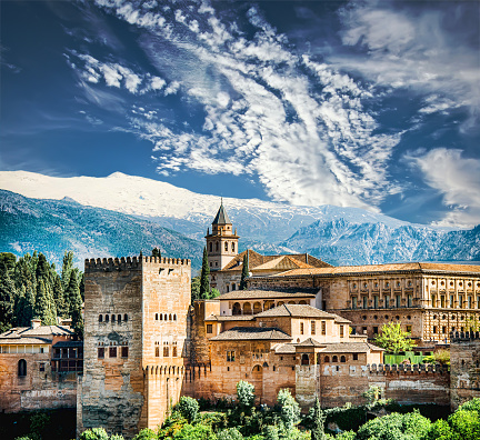 View of the famous Alhambra, Granada in Spain.