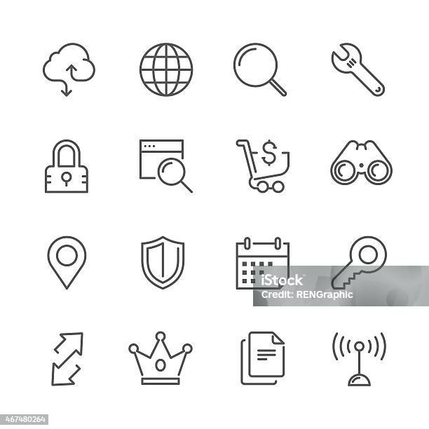 Set Ofweb Internet Concept Line Icon Series Stock Illustration - Download Image Now - Icon Symbol, Computer Key, Key