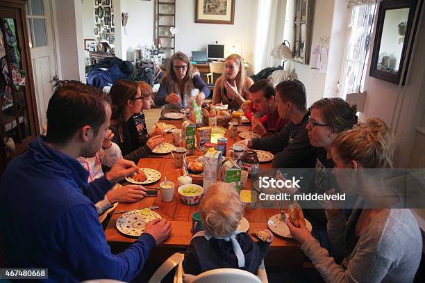 Family Brunch Stock Photo - Download Image Now - Large Family, Dinner, Kitchen