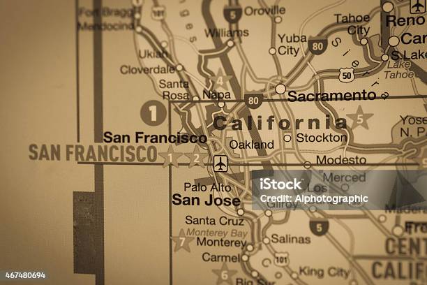 Map Of Northern California Stock Photo - Download Image Now - Map, San Francisco - California, Napa Valley